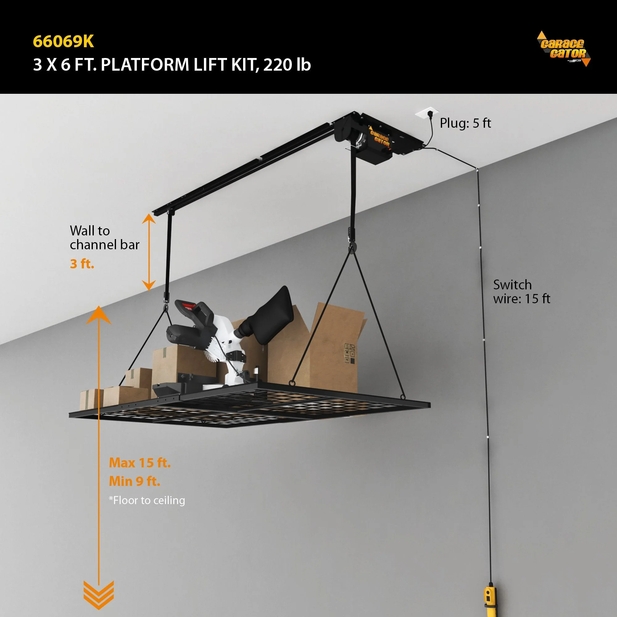 Proslat Garage Gator 3 ft x 6 ft Platform 220 lb Lift Kit - Image 3