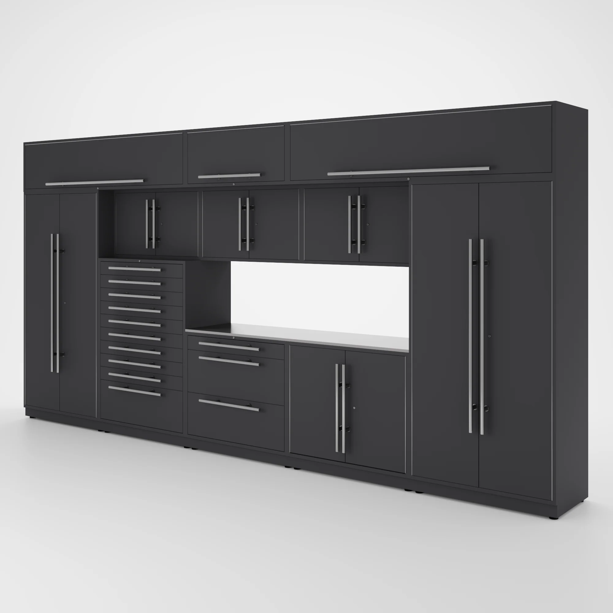 Proslat Lux Cabinets Gray 12 Piece Set with Stainless Steel Worktop - LUXSET160471