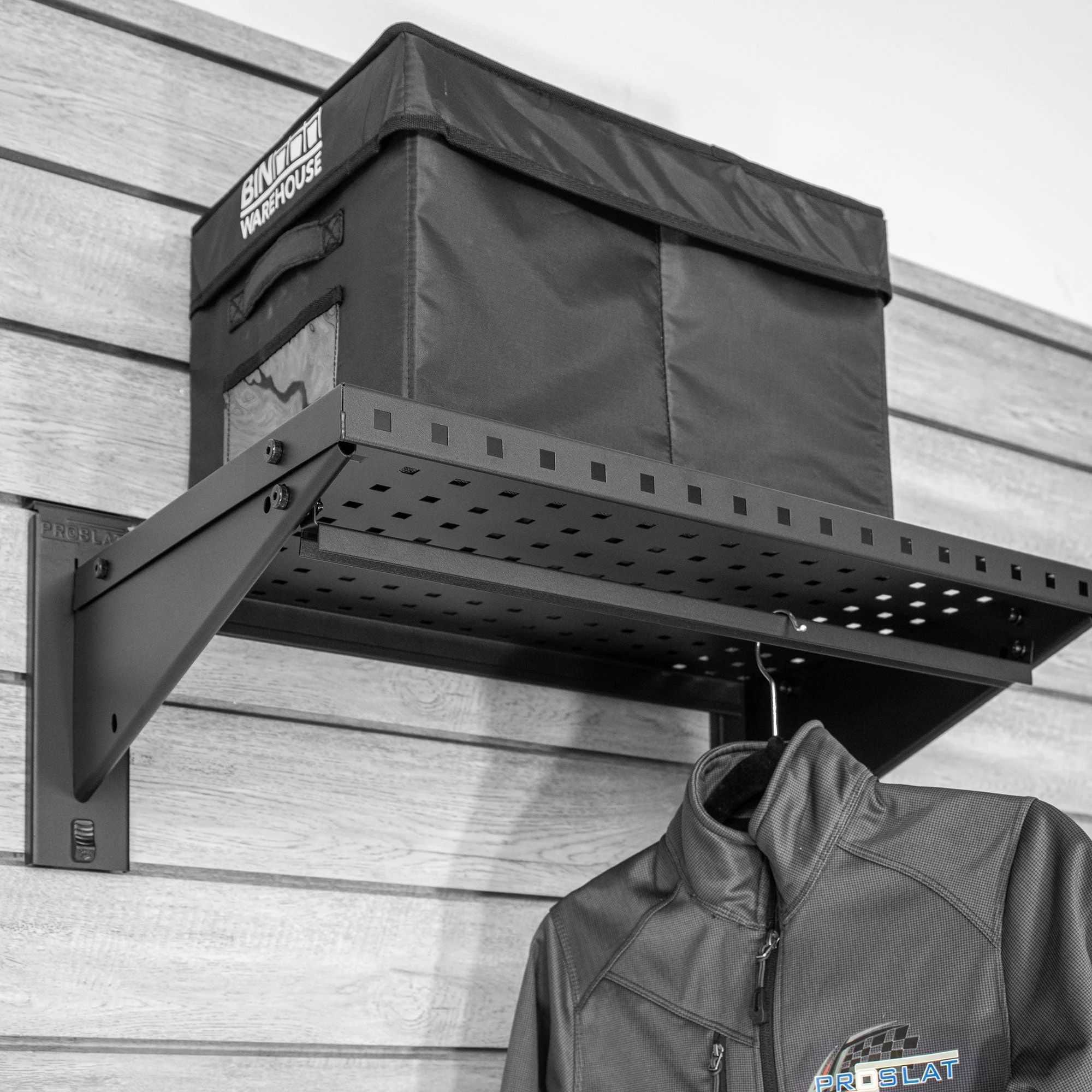 Proslat STEALTH 24 in. Heavy-Duty Metal Shelf with Clothing Pole - Image 3