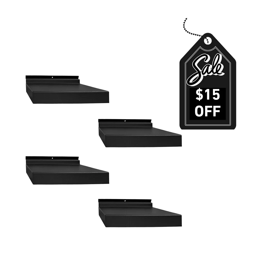 Proslat STEALTH Compact Slatwall Shelf Pack Black 4-Pack