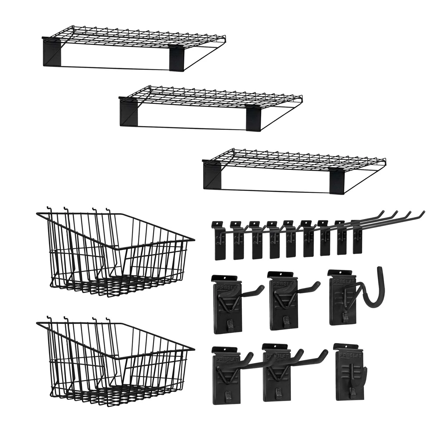Proslat STEALTH Ultimate Bundle Kit 15 Hooks Metal Shelf Basket