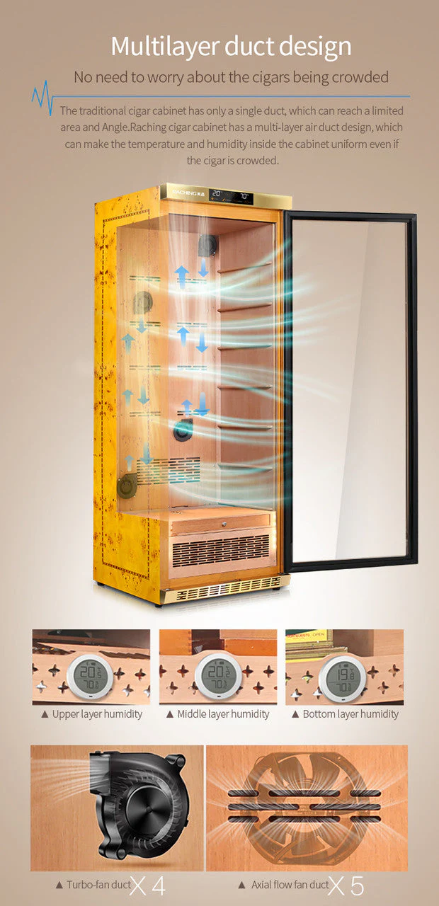 Raching MON2800A Electric Cigar Humidor Cabinet Climate-Controlled 1,500-Cigar - Image 10