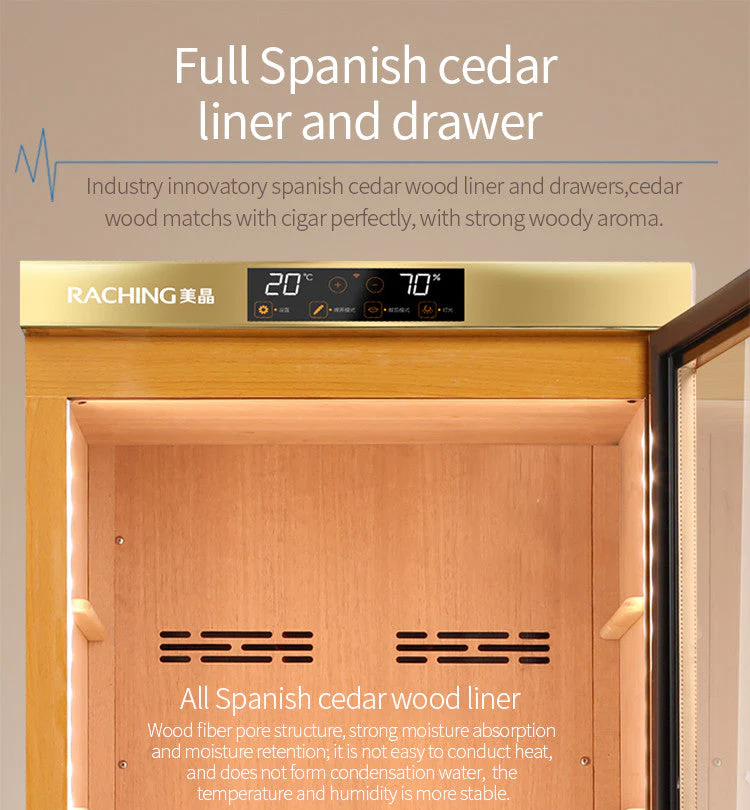 Raching MON2800A Electric Cigar Humidor Cabinet Climate-Controlled 1,500-Cigar - Image 11