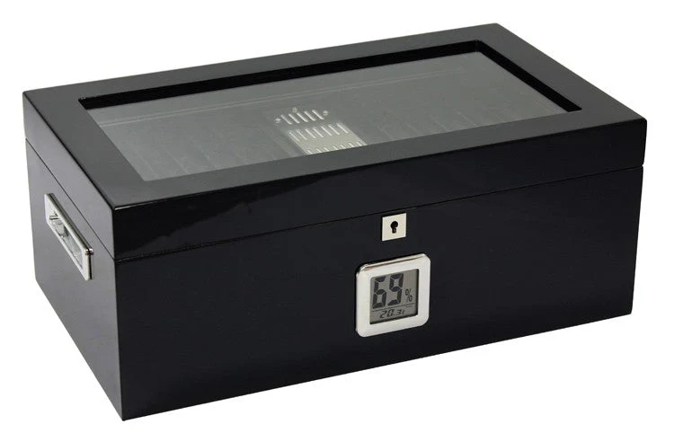 Prestige Import Group Raven Black Lacquer Humidor 120-Cigar Capacity Digital Hygrometer - Image 2