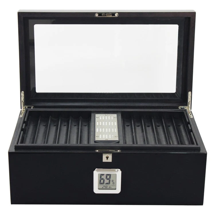 Prestige Import Group Raven Black Lacquer Humidor 120-Cigar Capacity Digital Hygrometer - Image 5