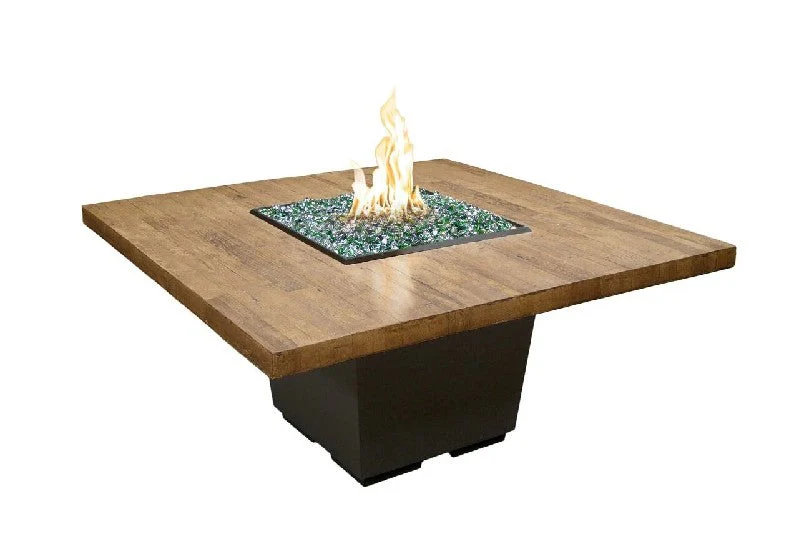 American Fyre Designs Reclaimed Wood 29 Inch Cosmo Square Dining Firetable