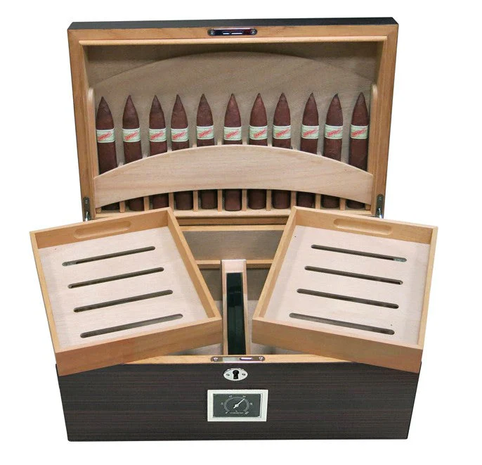 Prestige Import Group Rockefeller Ebony Desktop Humidor 130-Cigar Spanish Cedar Lined - Image 2