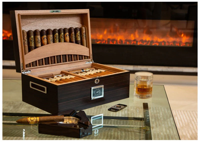 Prestige Import Group Rockefeller Ebony Desktop Humidor 130-Cigar Spanish Cedar Lined - Image 3