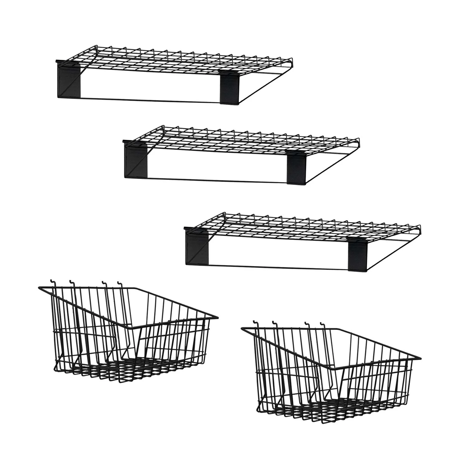 Proslat STEALTH Black Shelf and Basket Kit for Wall Storage