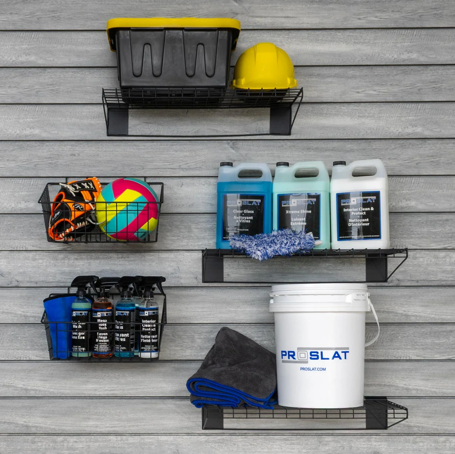 Proslat STEALTH Black Shelf and Basket Kit for Wall Storage - Image 2