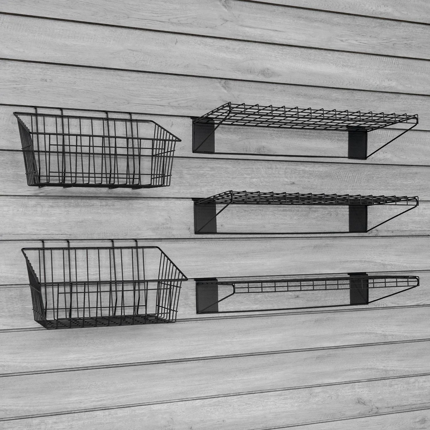 Proslat STEALTH Black Shelf and Basket Kit for Wall Storage - Image 3