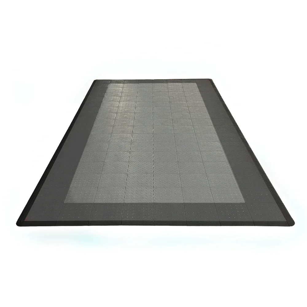 Swisstrax Diamondtrax Home Single Car Garage Floor Tile Mat (Slate Grey / Pearl Silver / Jet Black)