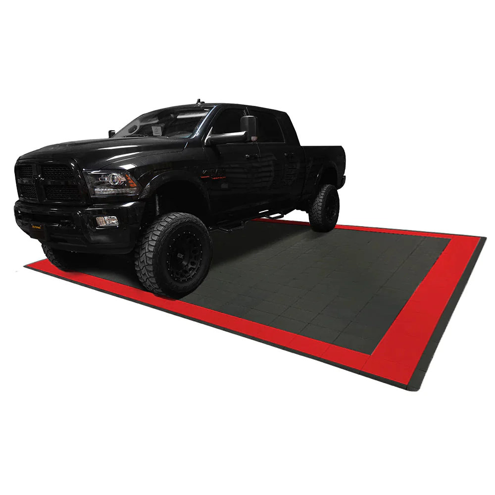 Swisstrax Diamondtrax Home Two Car Garage Floor Tile Mat (Jet Black / Racing Red)