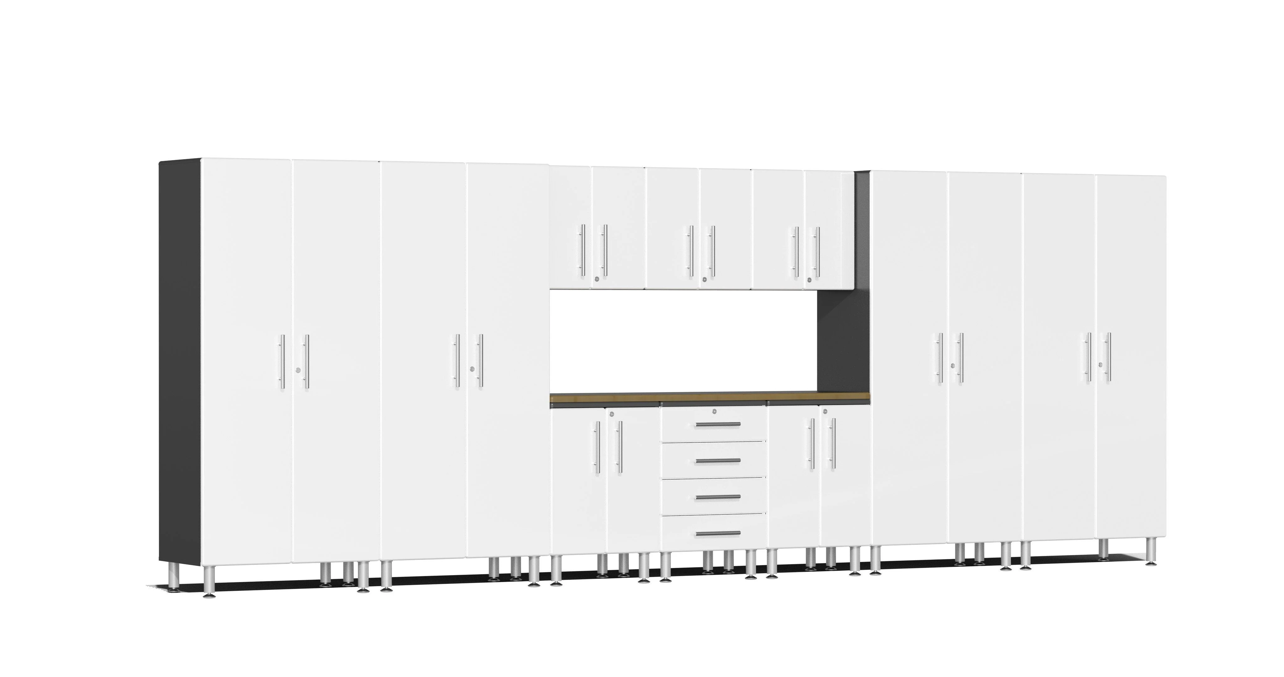 Ulti-MATE Garage 2.0 Series 11-Piece Kit with Bamboo Worktop - UG22112W (Receive a FREE GearTrack with  5-Hooks - GAGP42GBEY)