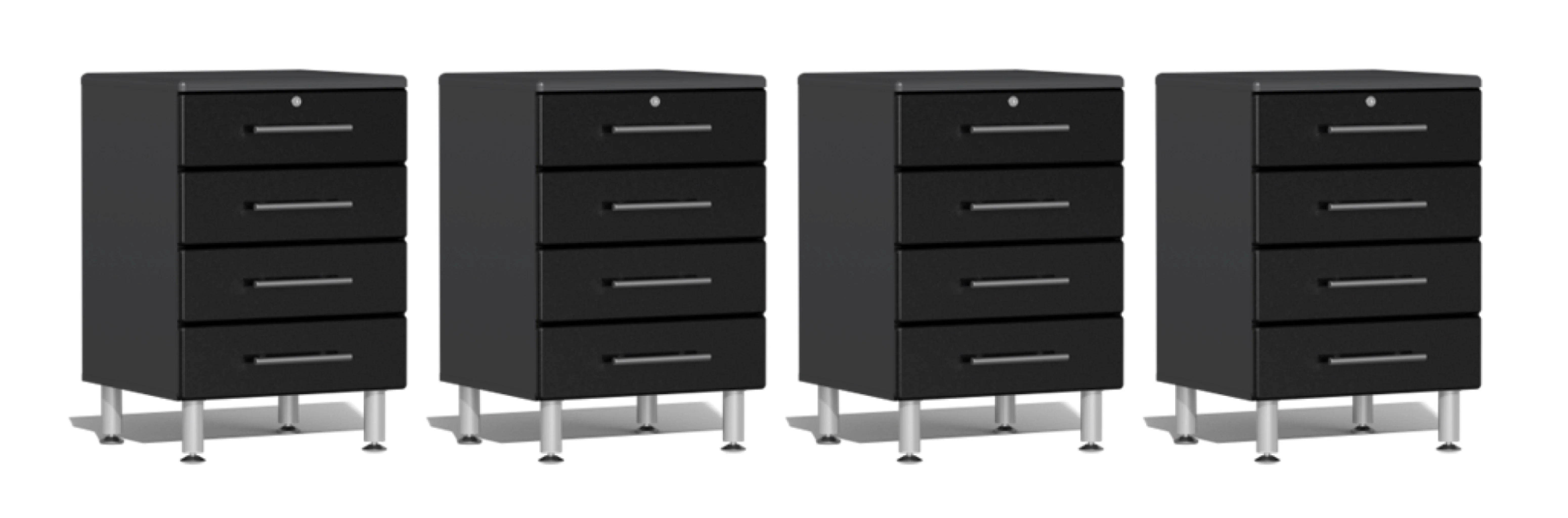 Ulti-MATE Garage 2.0 Series Black 4-Piece 4-Drawer Base Cabinet Set - UG28040B