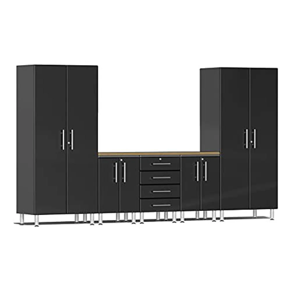Ulti-MATE Garage 2.0 Series Black Metallic 6-Piece Kit with Bamboo Top
