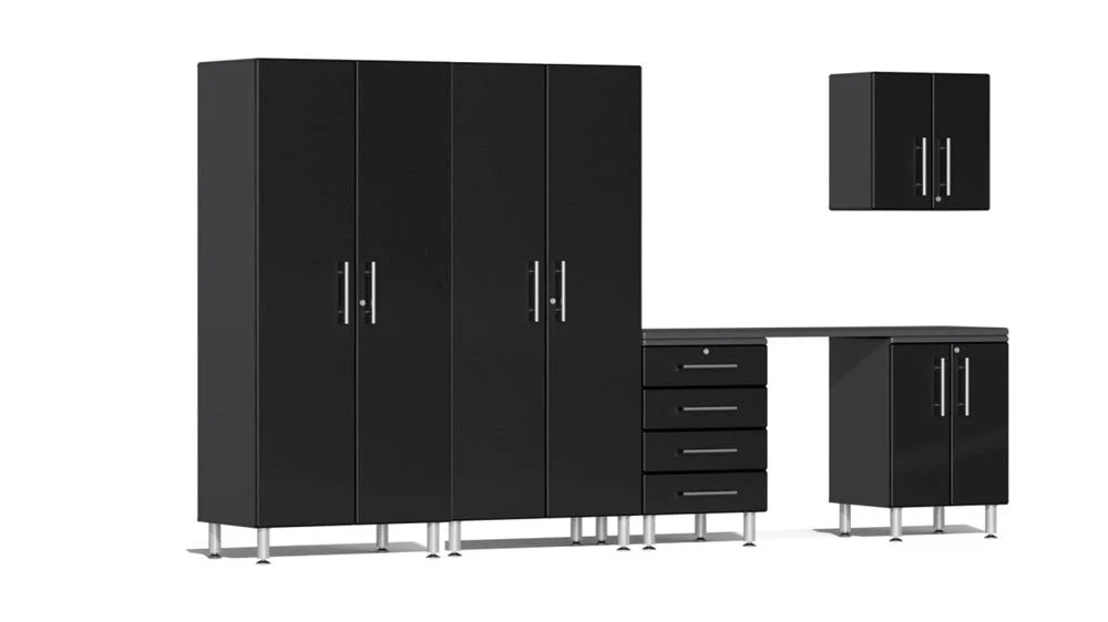 Ulti-MATE Garage 2.0 Series Black Metallic 6 Piece Kit with Workstation