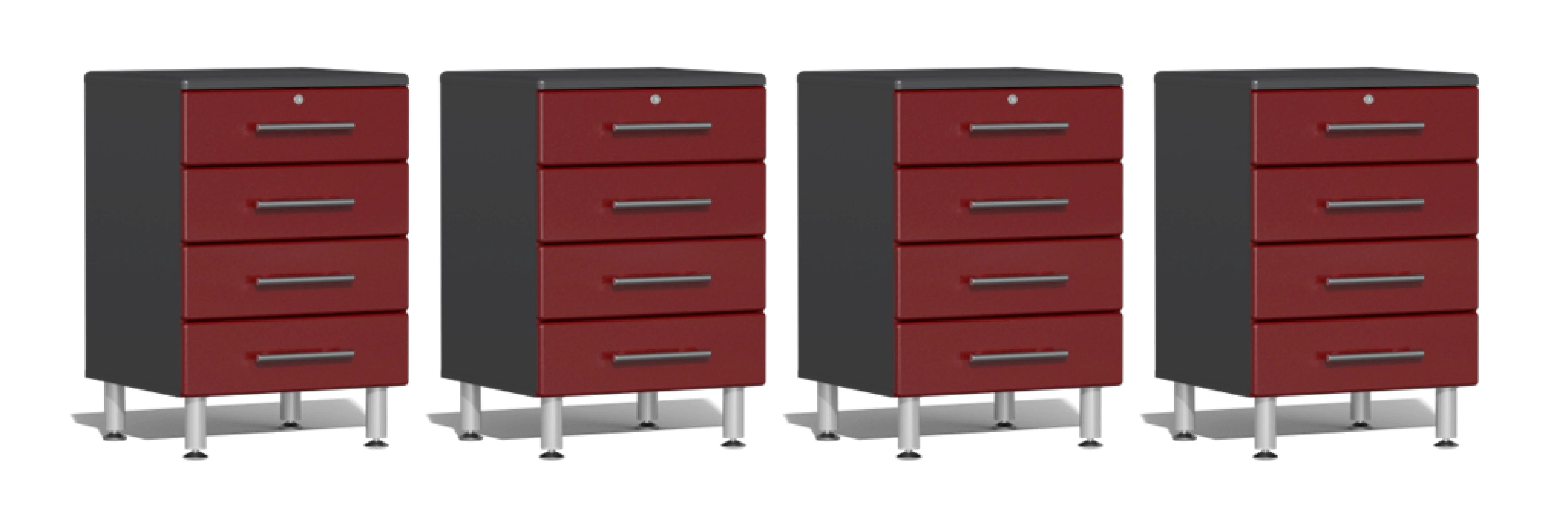 Ulti-MATE Garage 2.0 Series Red 4-Piece 4-Drawer Base Cabinet Set - UG28040R
