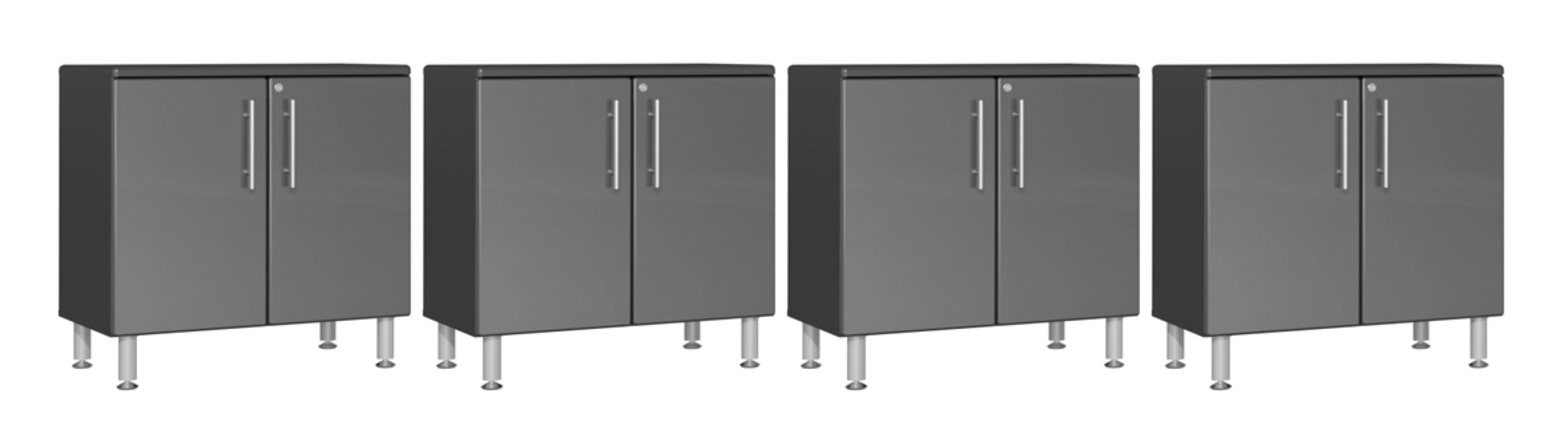 Ulti-MATE Garage 2.0 Series Grey 4-Piece Jumbo 2-Door Base Cabinet Set - UG29040G