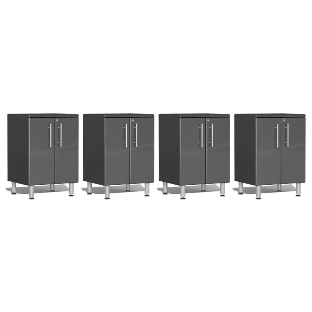 Ulti-MATE Garage 2.0 Series Grey Metallic 4-Piece 2-Door Base Cabinet Set
