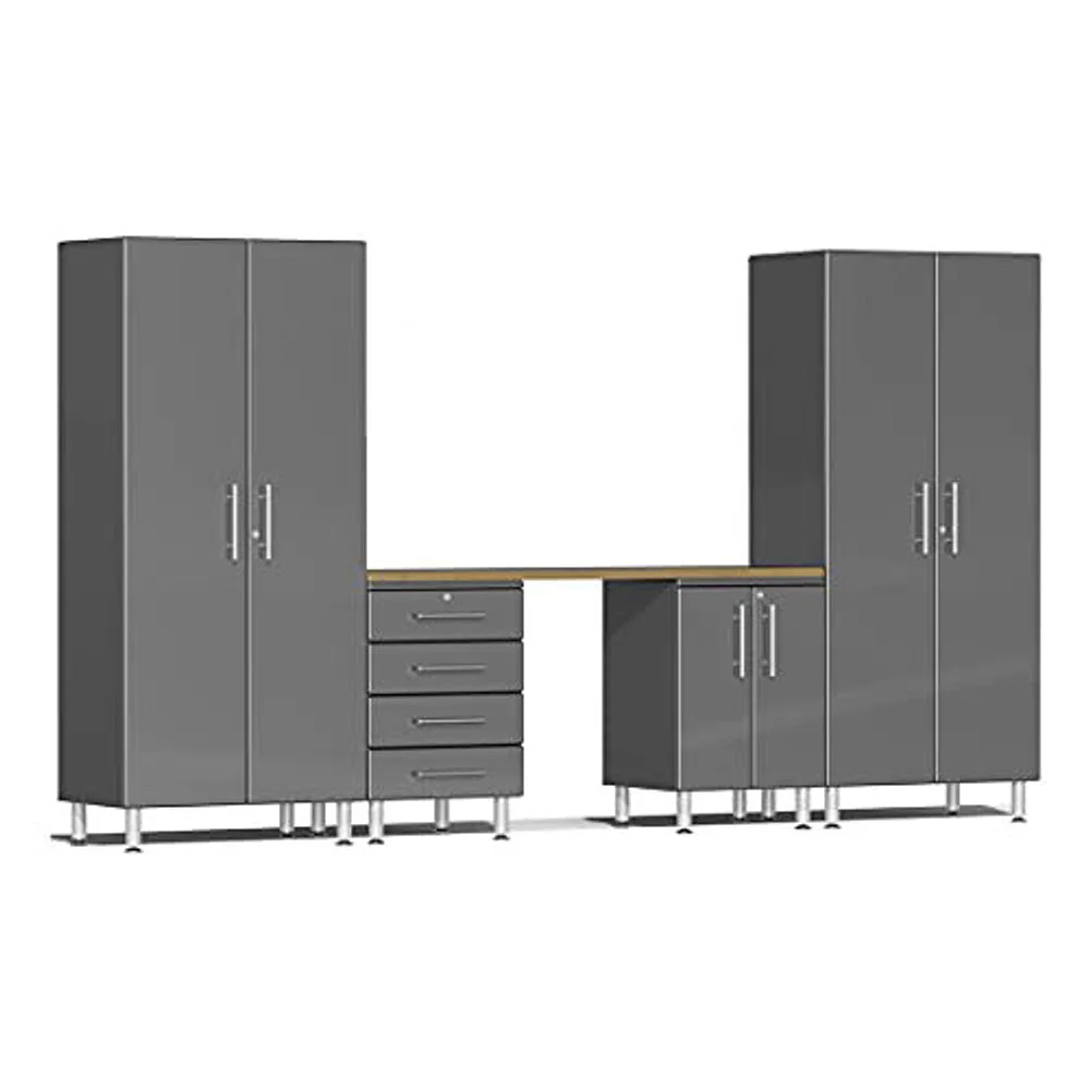 Ulti-MATE Garage 2.0 Series Grey Metallic 5-Piece Kit with Bamboo Top