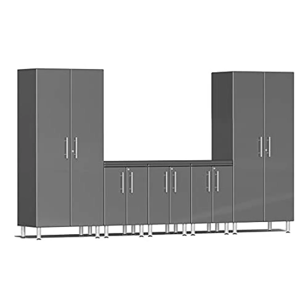 Ulti-MATE Garage 2.0 Series Grey Metallic 6 PC Kit with Worktop