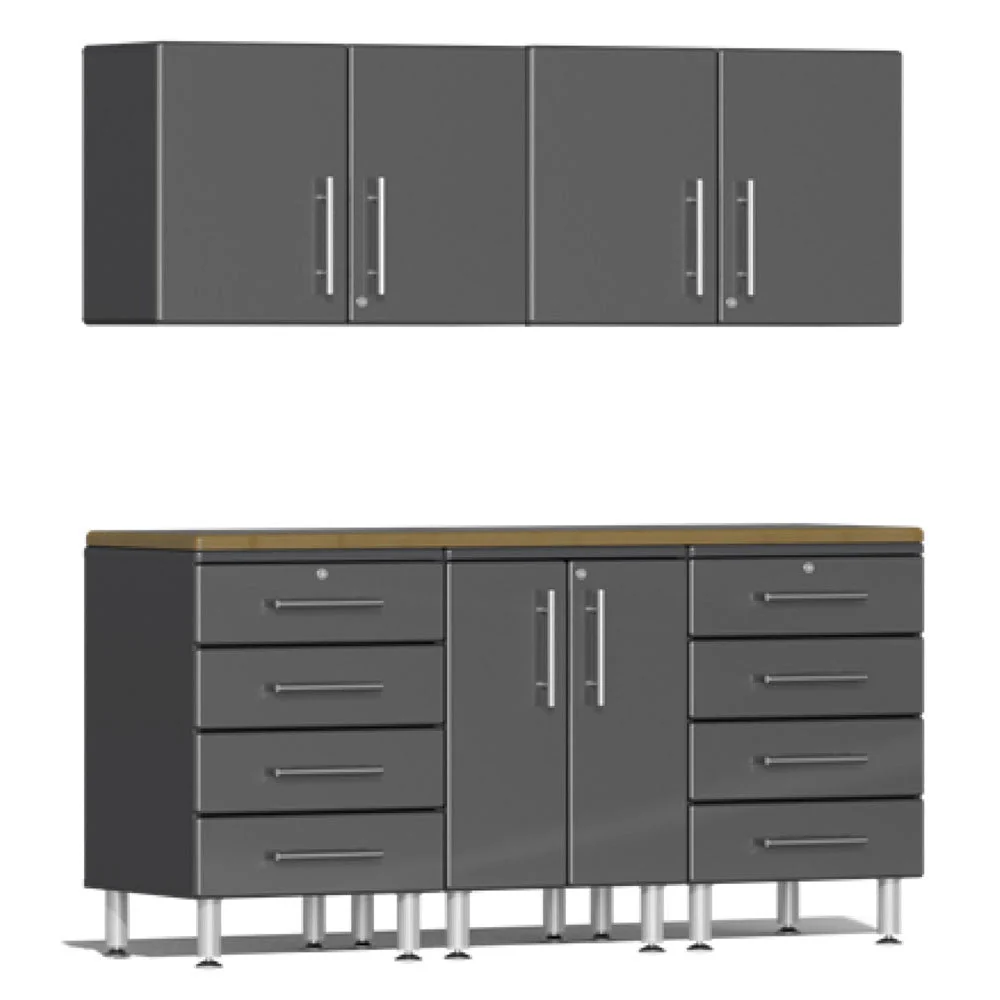 Ulti-MATE Garage 2.0 Series Grey Metallic 6-Piece Workstation Set with Bamboo Worktop