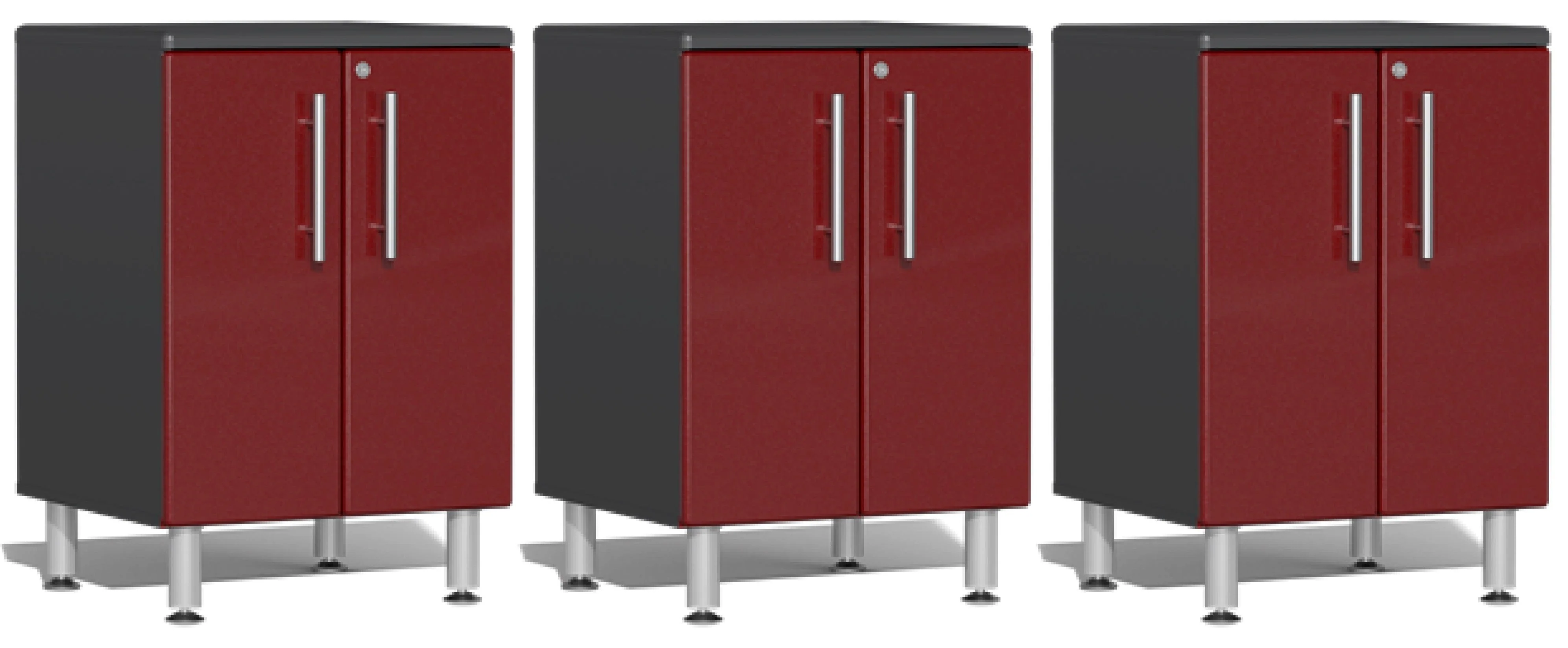 Ulti-MATE Garage 2.0 Series Red 3-Piece Door Base Cabinet Set - UG28030R