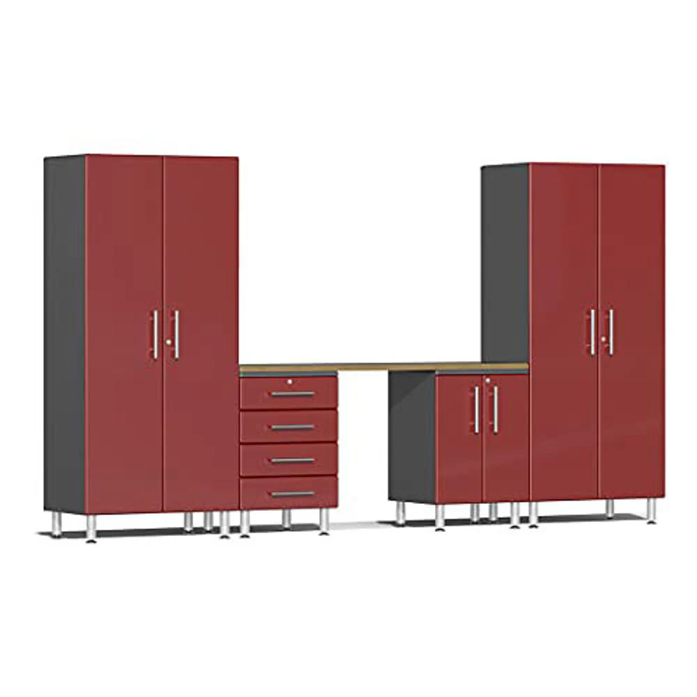 Ulti-MATE Garage 2.0 Series Red Metallic 5-Piece Kit with Bamboo Top