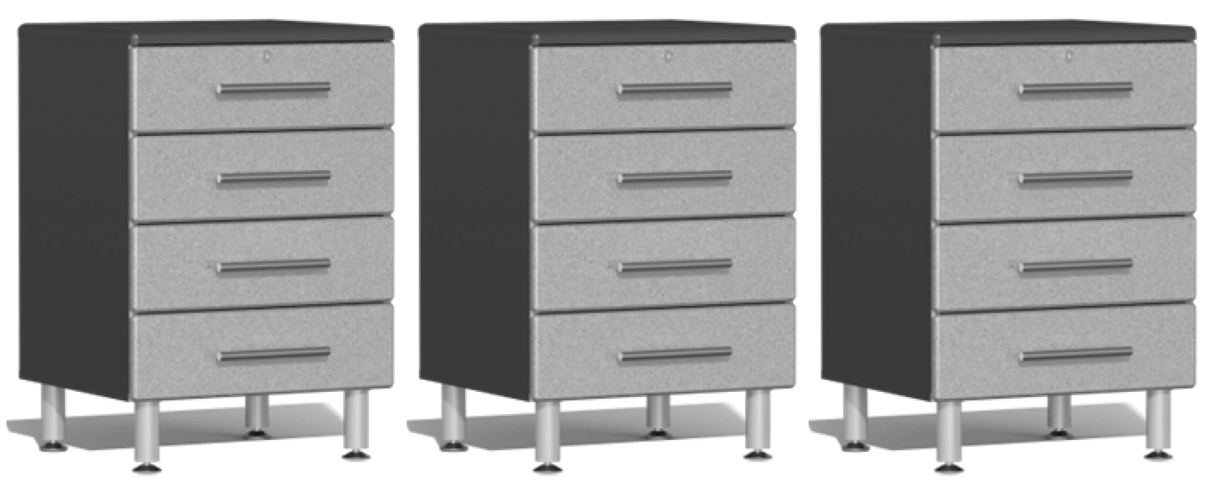 Ulti-MATE Garage 2.0 Series Silver 3-Piece Drawer Base Cabinet Set - UG29030S