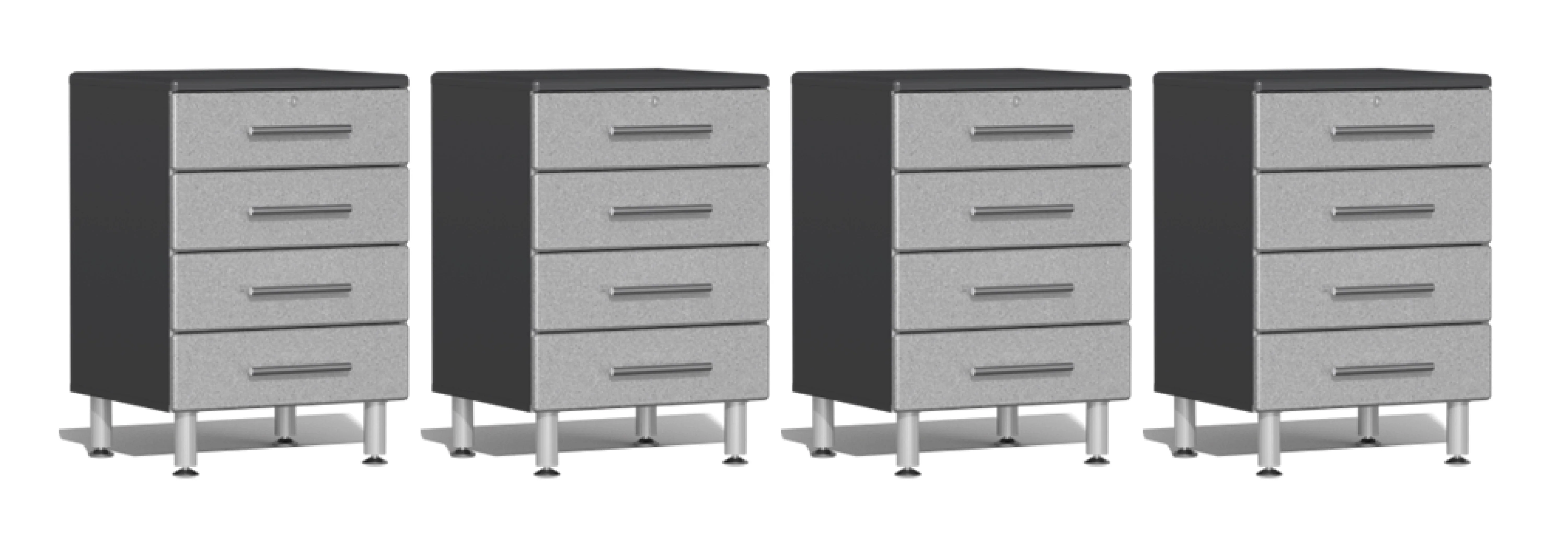 Ulti-MATE Garage 2.0 Series Silver 4-Piece 4-Drawer Base Cabinet Set - UG28040S