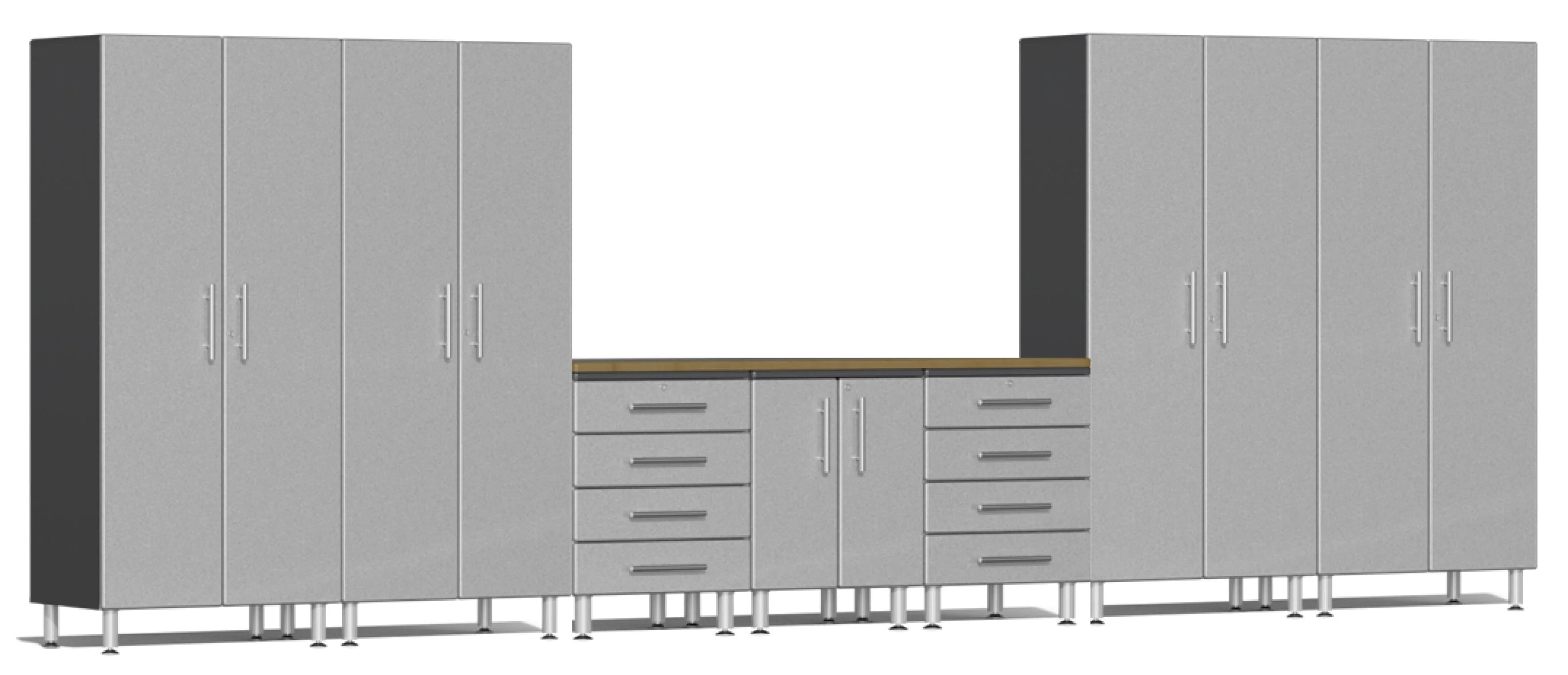 Ulti-MATE Garage 2.0 Series Silver 8-Piece Kit with Bamboo Worktop - UG20082S