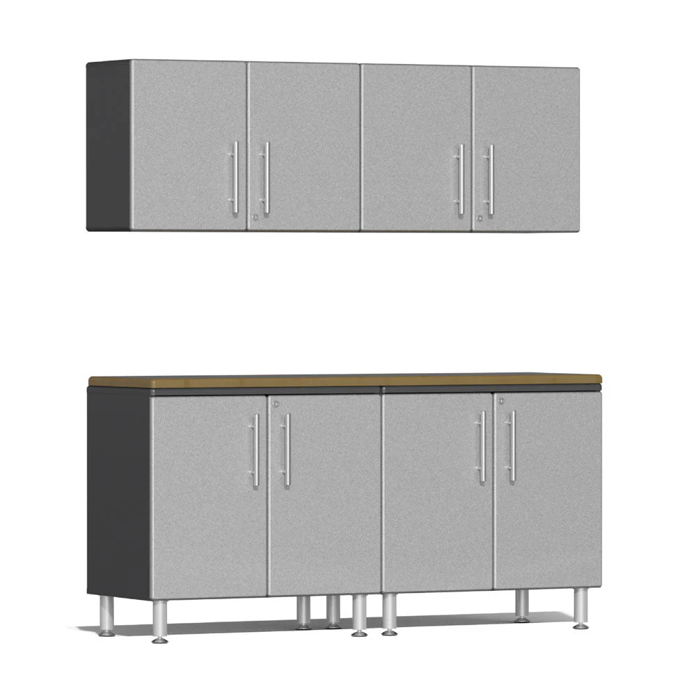 Ulti-MATE Garage 2.0 Series Silver Metallic 5-Piece Workstation Kit with Bamboo Worktop