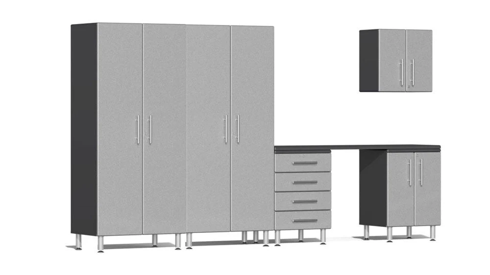 Ulti-MATE Garage 2.0 Series Silver Metallic 6 Piece Kit with Workstation