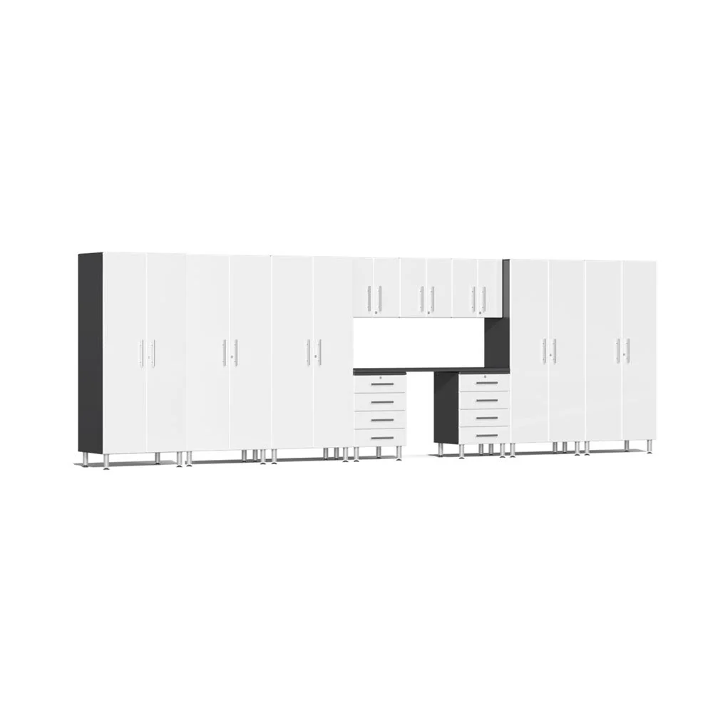 Ulti-MATE Garage 2.0 Series White Metallic 11 Piece Kit with Workstation