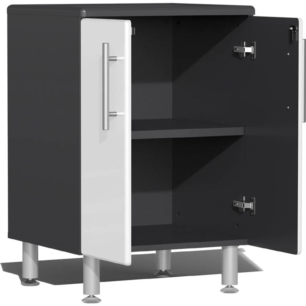 Ulti-MATE Garage 2.0 Series White Metallic 8-Piece Dual Workstation Set with Bamboo Worktop - Image 3