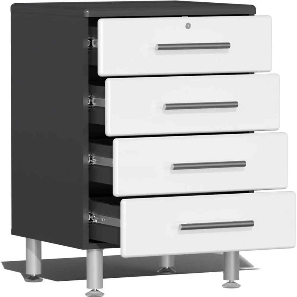 Ulti-MATE Garage 2.0 Series White Metallic 8-Piece Workstation with Bamboo Worktop - Image 2