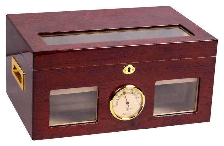 Prestige Import Group Valencia 120‑Count Desktop Humidor Cherry Lacquer Spanish Cedar - Image 3