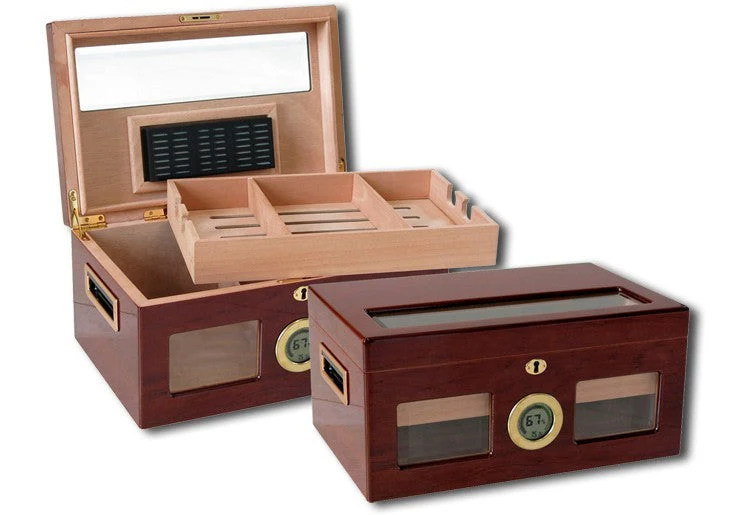 Prestige Import Group Valencia Digital Desktop Humidor 120 Cigar Golden Cherry Finish