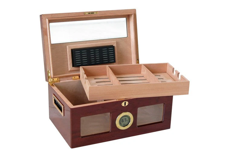 Prestige Import Group Valencia Digital Desktop Humidor 120 Cigar Golden Cherry Finish - Image 2