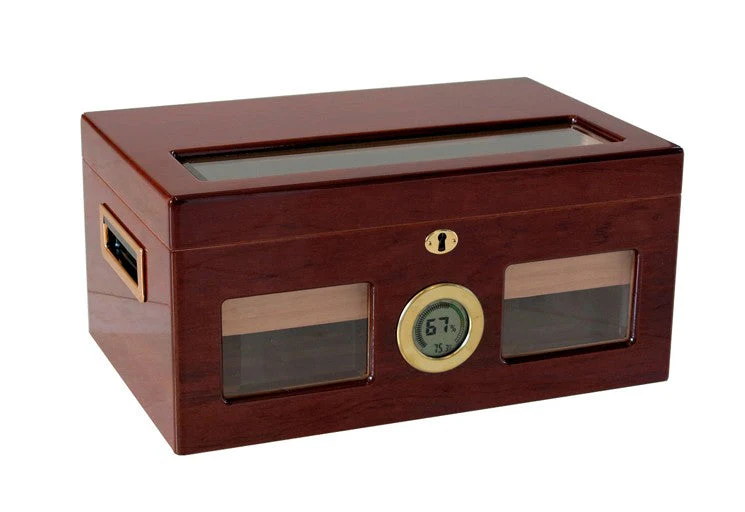 Prestige Import Group Valencia Digital Desktop Humidor 120 Cigar Golden Cherry Finish - Image 3