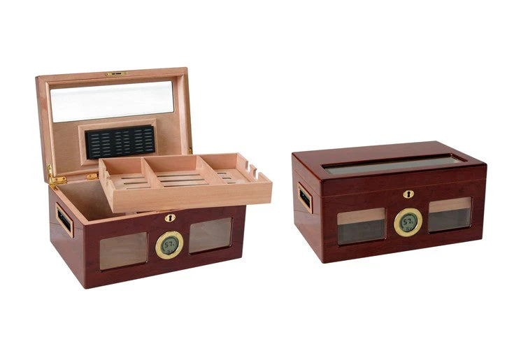 Prestige Import Group Valencia Digital Desktop Humidor 120 Cigar Golden Cherry Finish - Image 4