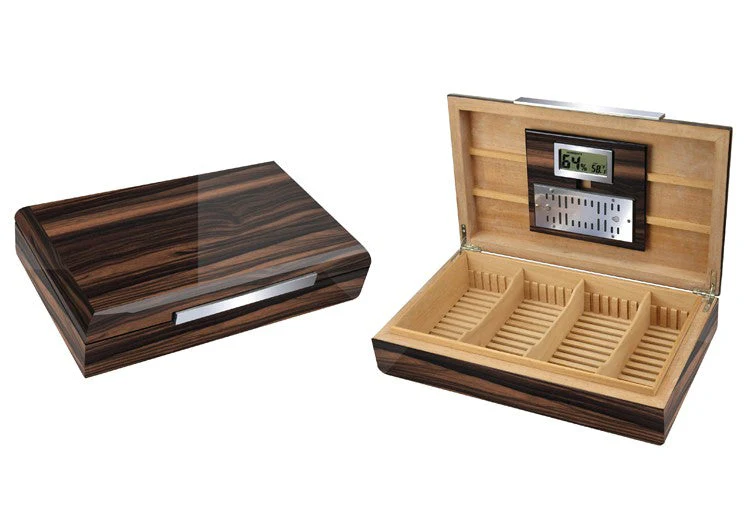 Prestige Import Group Vanderbilt 120-Cigar Lacquered Ebony Desktop Humidor with Digital Hygrometer