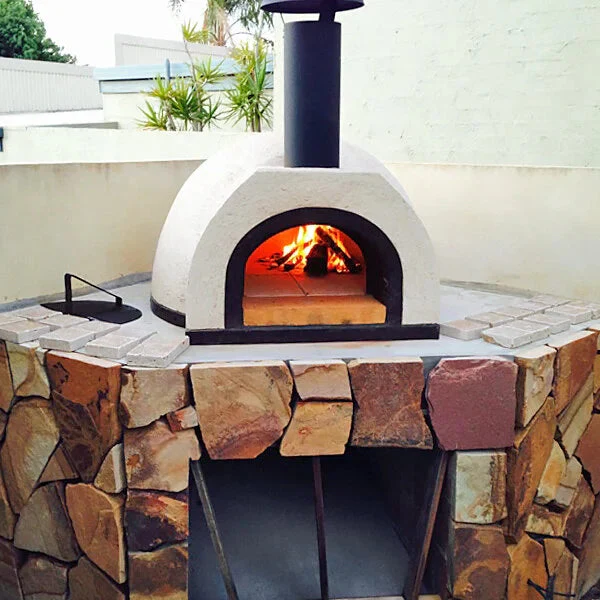 WPPO WDIY-AD70 37" x 38" x 23" DIY Tuscany Wood-Fired Outdoor Pizza Oven Kit with Stainless Steel Flue and Black Door - Image 2