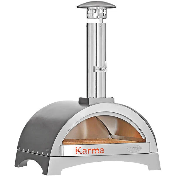 WPPO WKK-01S-304 Karma 25 Stainless Steel Wood Fire Outdoor Pizza Oven with Countertop Base - Image 2