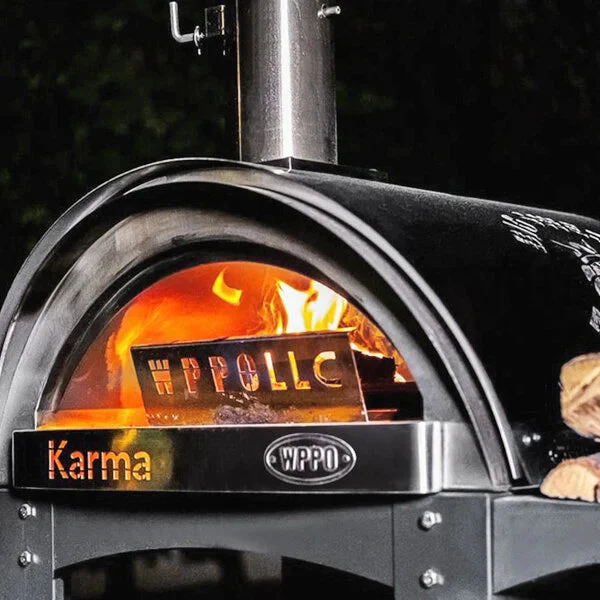 WPPO WKK-01S-304 Karma 25 Stainless Steel Wood Fire Outdoor Pizza Oven with Countertop Base - Image 5