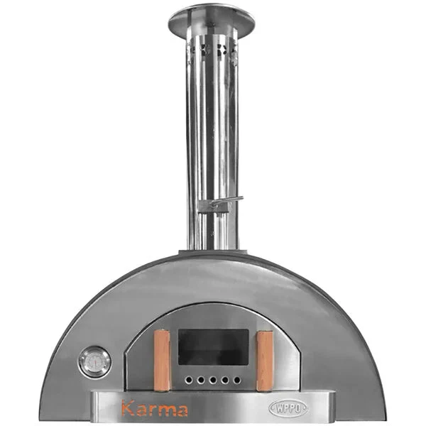 WPPO WKK-01S-304 Karma 25 Stainless Steel Wood Fire Outdoor Pizza Oven with Countertop Base - Image 6